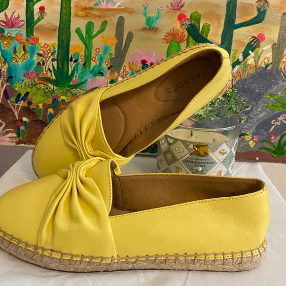 Talbots Izzy Cinched Nappa Yellow Leather Espadrille Slip-On, Loafers, 7 1/2 - Picture 5 of 11